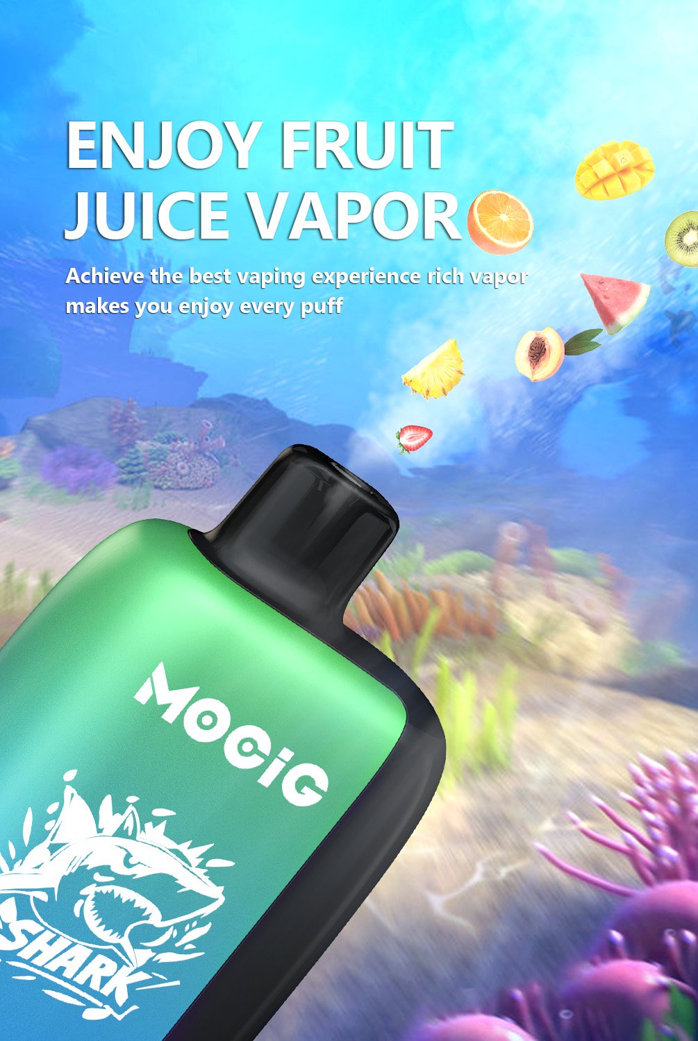 Mocig Disposable Vape SHARK 28000 Big Smart LED Screen 28000 Puffs 25ml E-liqiud Capacity Nicotine 0% 2% 5% Electronic cigarette