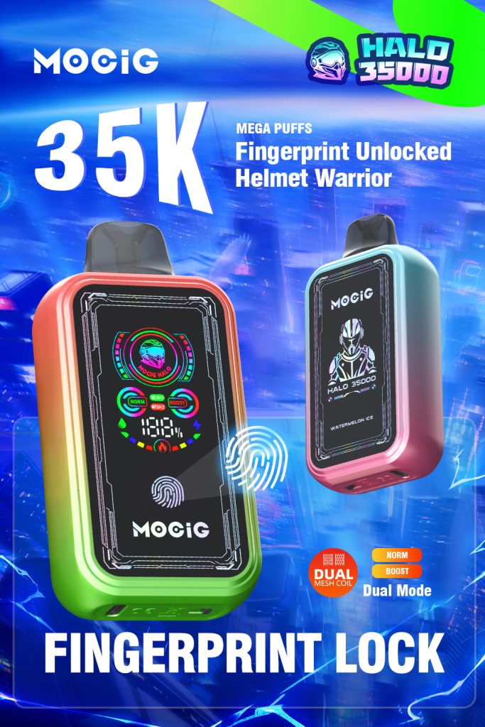Mocig Disposable Vape HALO 35000 Big Smart LED Touch Screen 35000 Puffs 25ml E-liqiud Capacity Nicotine 0% 2% 5% Electronic cigarette