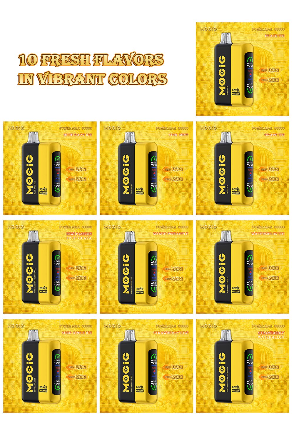 Mocig POD Vape Power Max 30000 Big Smart LED 30000 Puffs 980mAh Battery Capacity Nicotine 0% 2% 5% Electronic cigarette