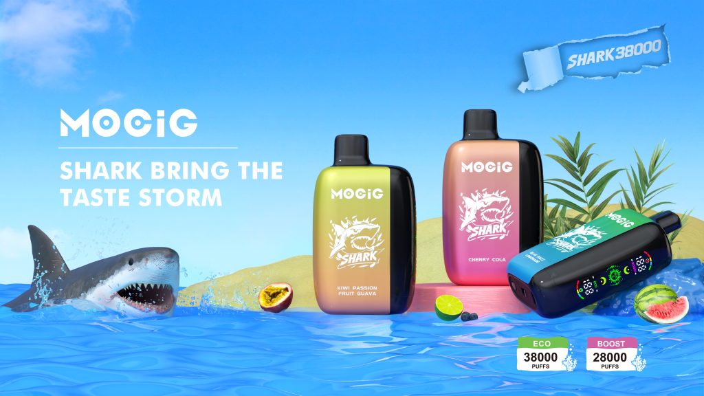 Mocig Disposable Vape SHARK 28000 Big Smart LED Screen 38000 Puffs 25ml E-liqiud Capacity Nicotine 0% 2% 5% Electronic cigarette
