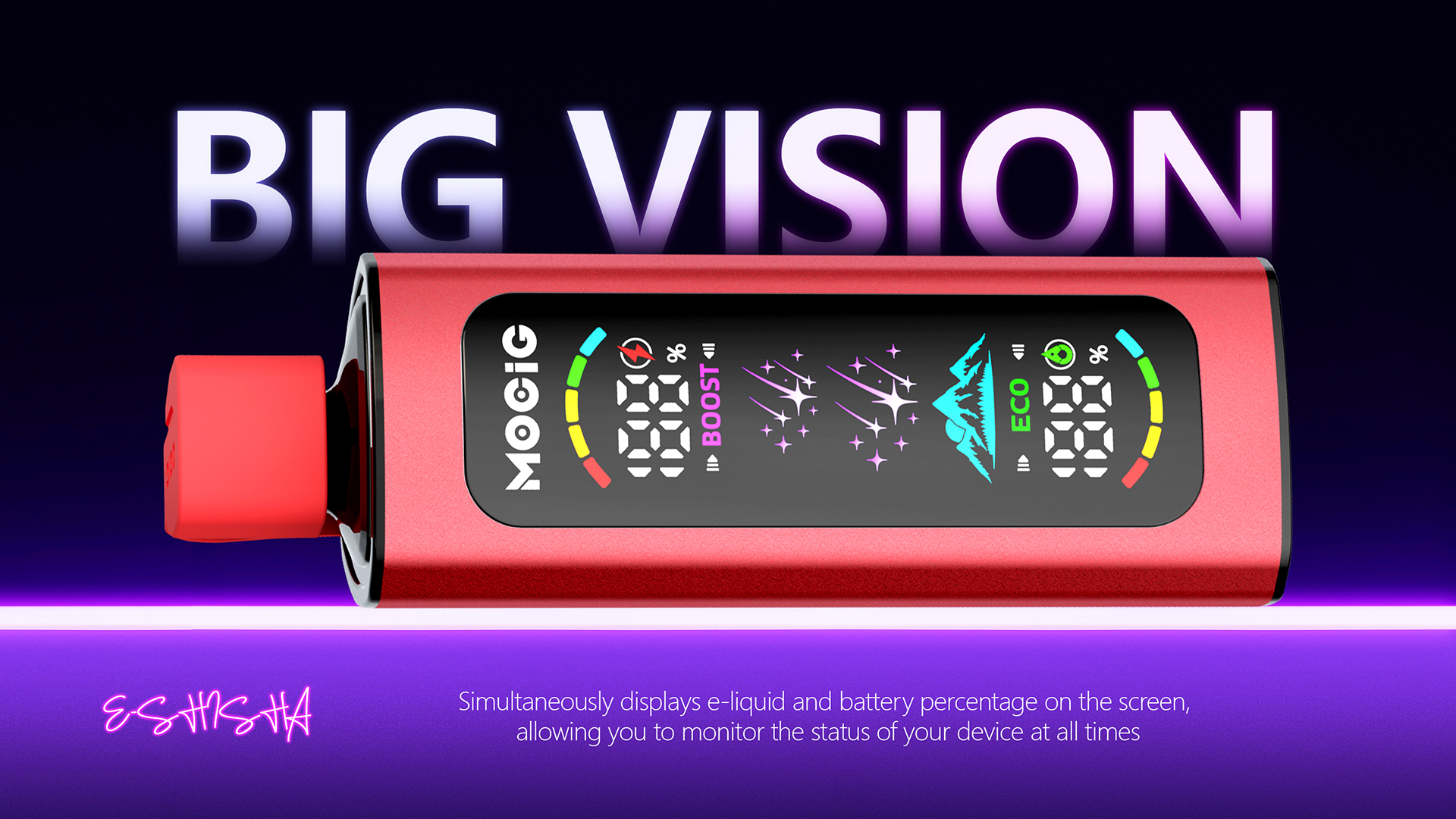 Mocig Disposable Vape PEAK DTL E-SHISHA Big Smart LED Screen 40K Puffs E-liqiud Capacity Nicotine 0% 2% 5% Electronic cigarette
