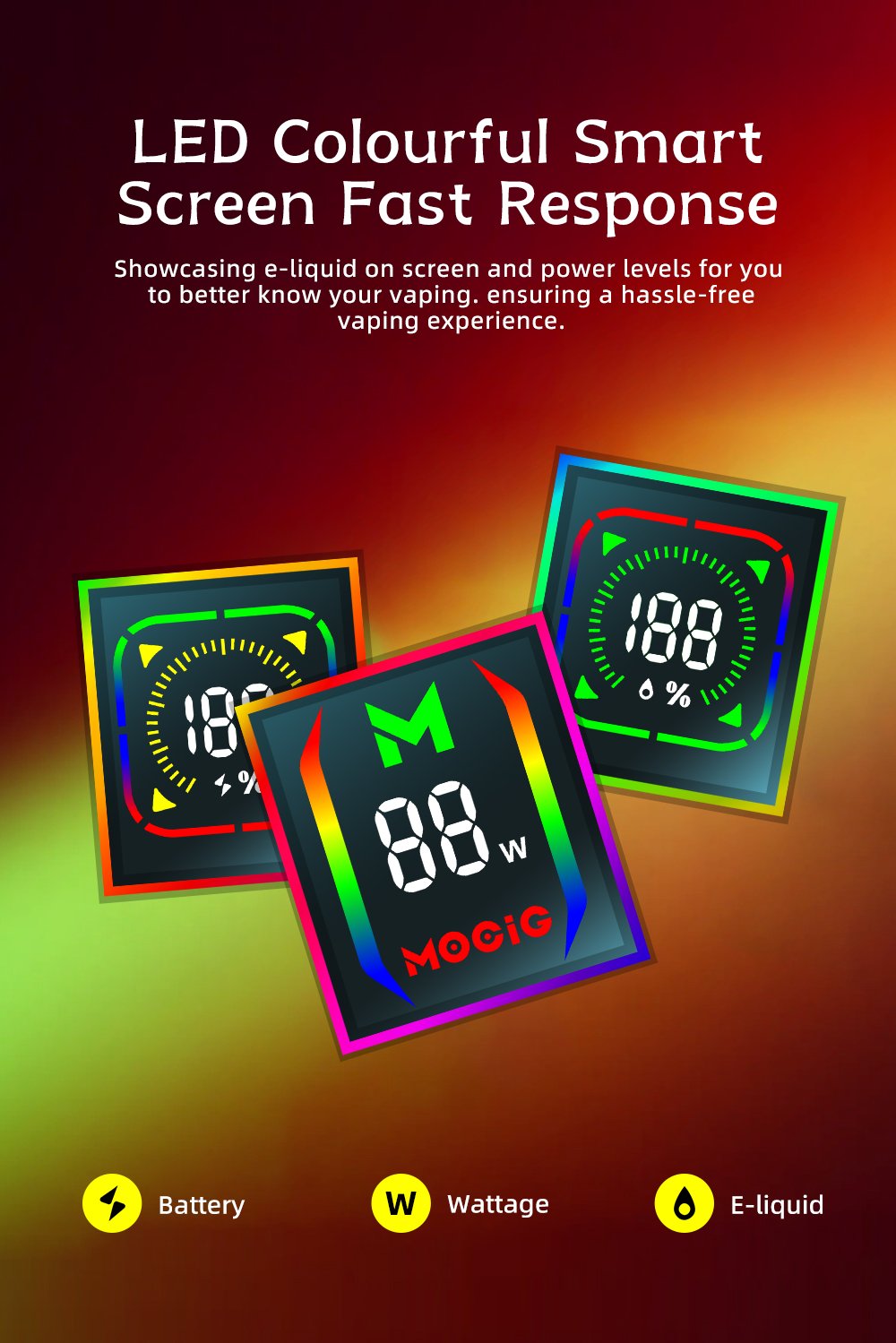 Mocig Disposable Vape MATE 35000 Big Smart LED Screen 35K Puffs E-liqiud Capacity Nicotine 0% 2% 5% Electronic cigarette