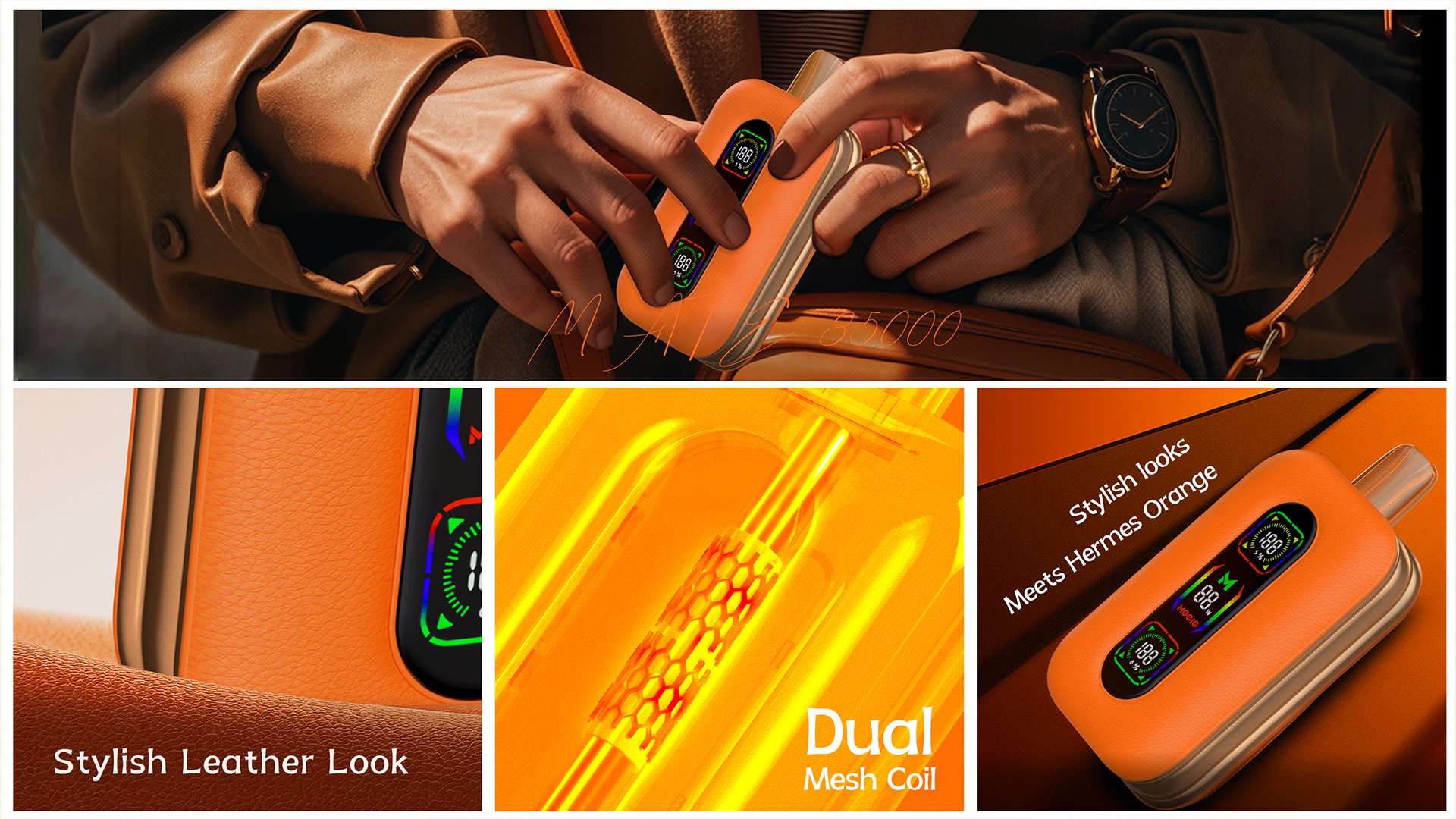 Mocig Disposable Vape MATE 35000 Big Smart LED Screen 35K Puffs E-liqiud Capacity Nicotine 0% 2% 5% Electronic cigarette