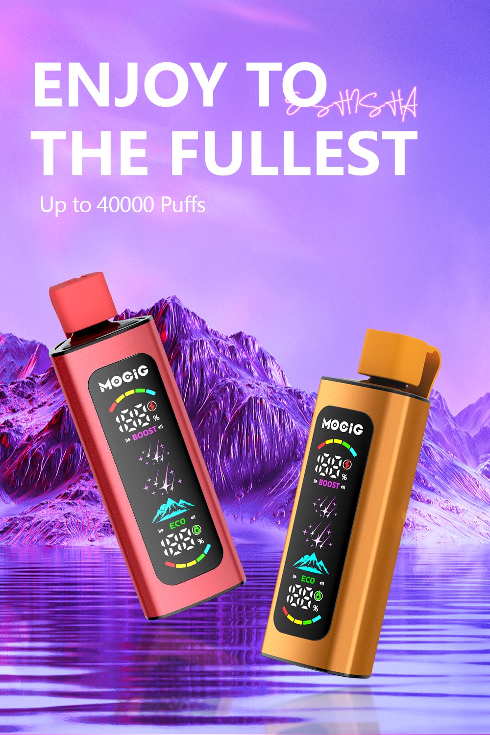 Mocig Disposable Vape PEAK DTL E-SHISHA Big Smart LED Screen 40K Puffs E-liqiud Capacity Nicotine 0% 2% 5% Electronic cigarette