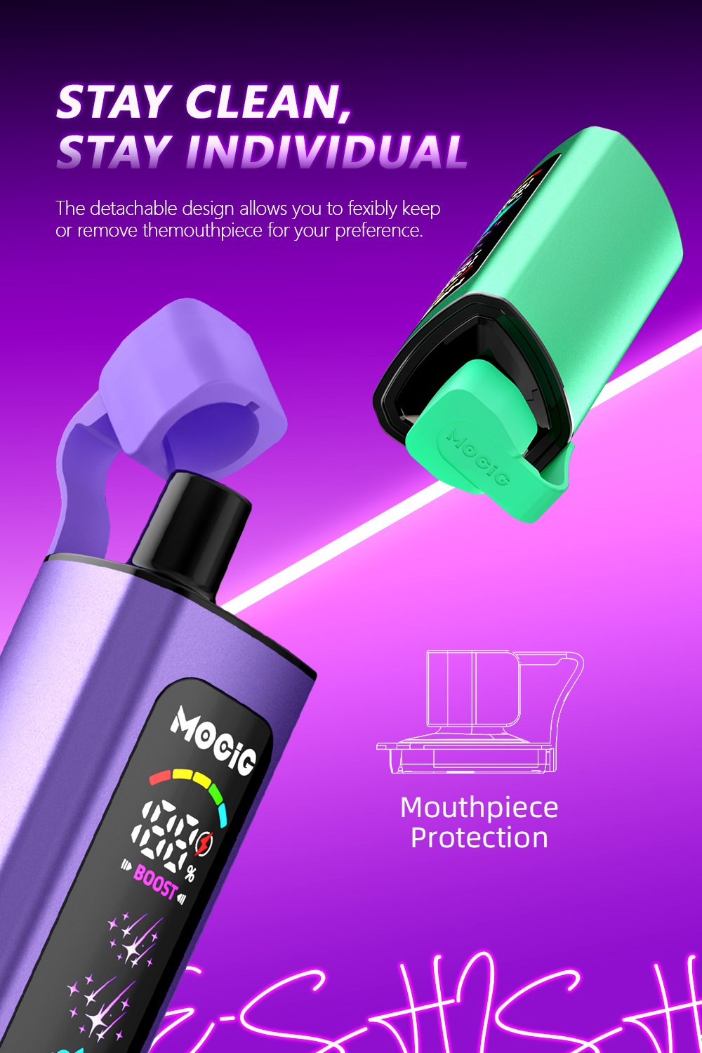 Mocig Disposable Vape PEAK DTL E-SHISHA Big Smart LED Screen 40K Puffs E-liqiud Capacity Nicotine 0% 2% 5% Electronic cigarette