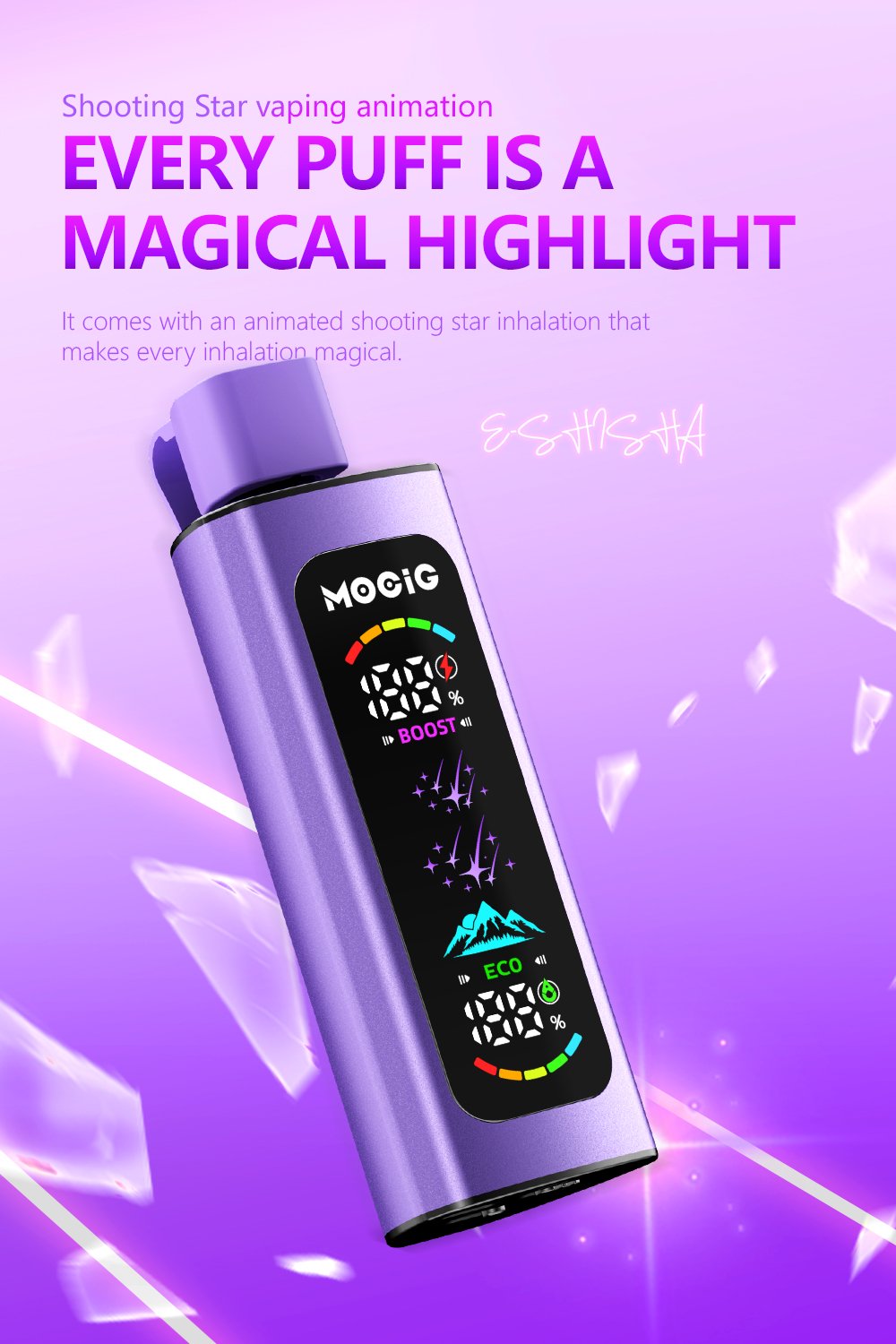 Mocig Disposable Vape PEAK DTL E-SHISHA Big Smart LED Screen 40K Puffs E-liqiud Capacity Nicotine 0% 2% 5% Electronic cigarette