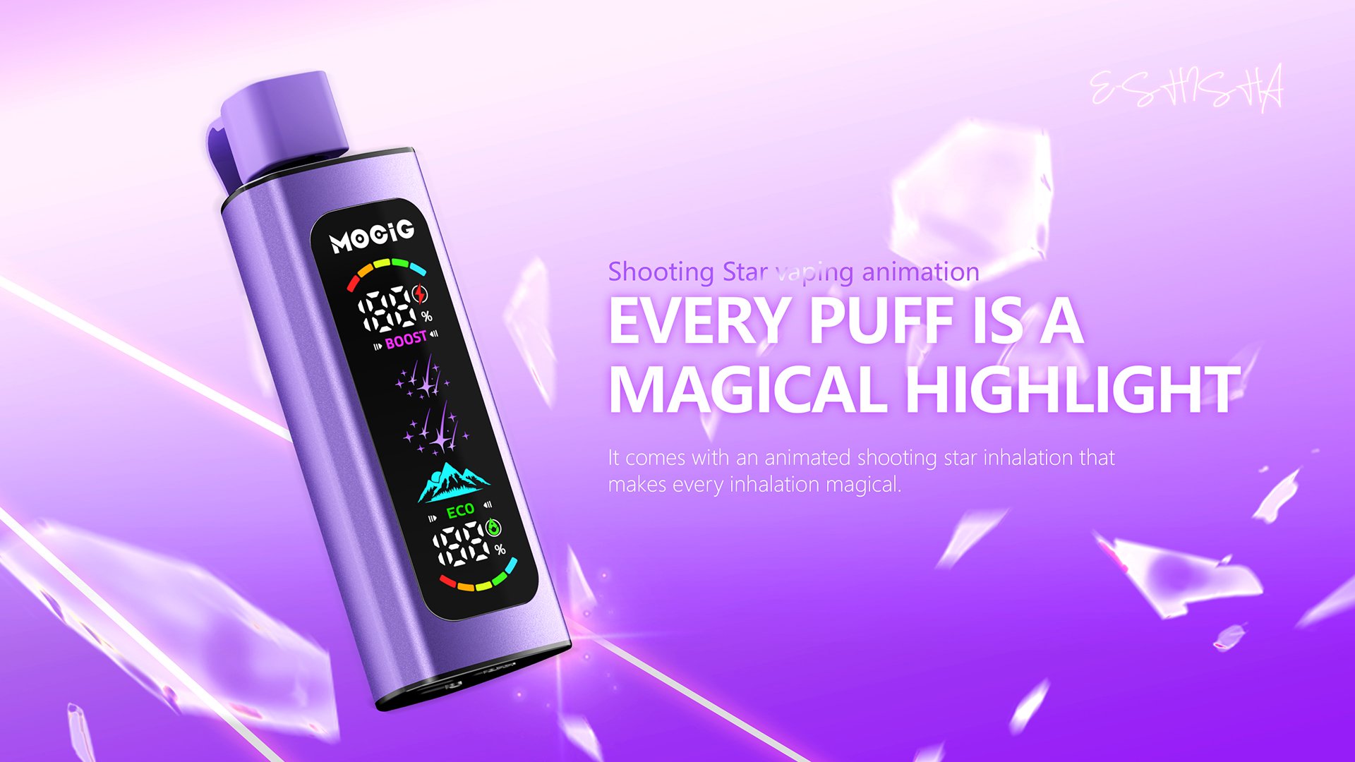 Mocig Disposable Vape PEAK DTL E-SHISHA Big Smart LED Screen 40K Puffs E-liqiud Capacity Nicotine 0% 2% 5% Electronic cigarette