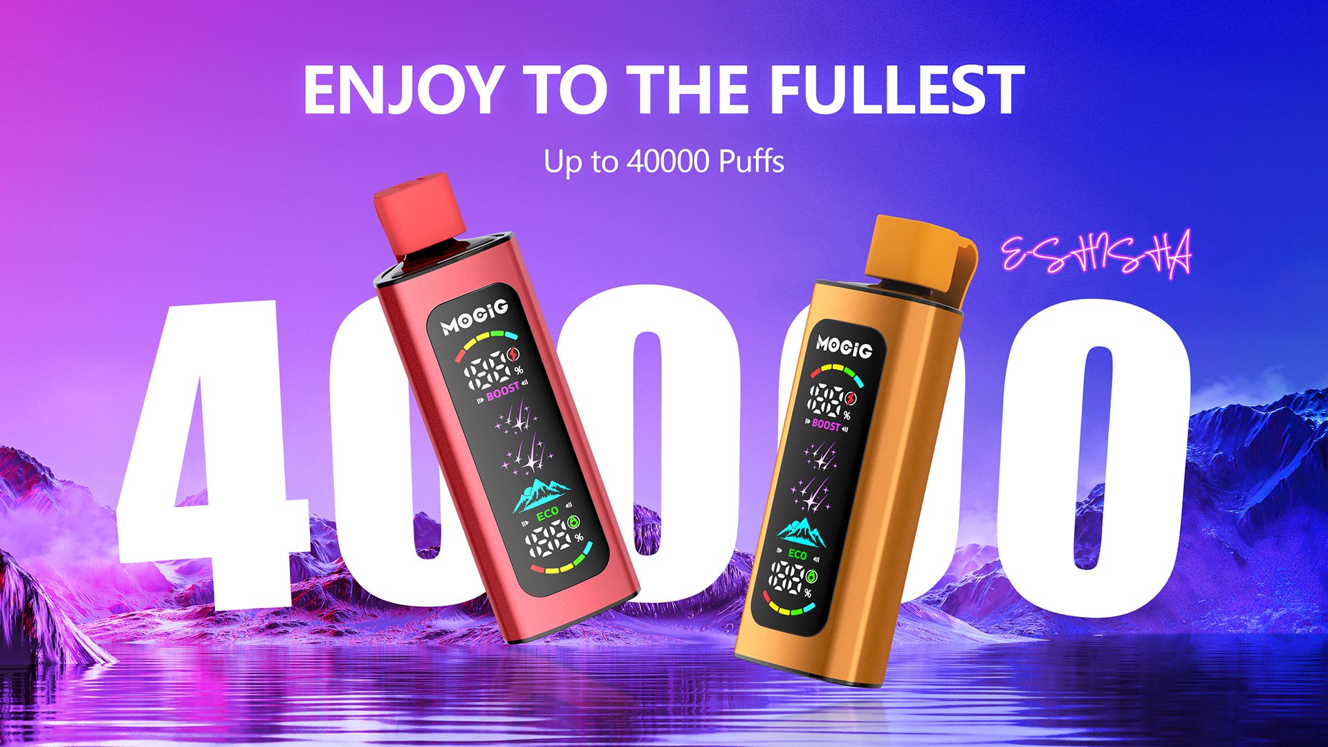 Mocig Disposable Vape PEAK DTL E-SHISHA Big Smart LED Screen 40K Puffs E-liqiud Capacity Nicotine 0% 2% 5% Electronic cigarette