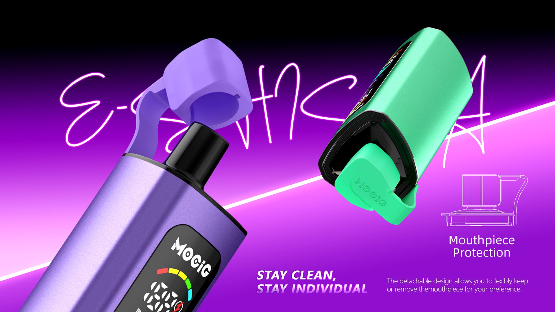 Mocig Disposable Vape PEAK DTL E-SHISHA Big Smart LED Screen 40K Puffs E-liqiud Capacity Nicotine 0% 2% 5% Electronic cigarette