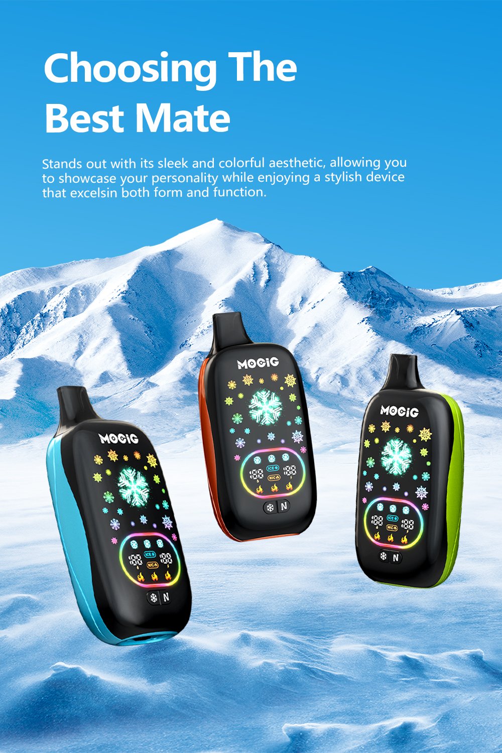 Mocig Disposable Vape ICE POP Adjustable Ice and Nicotine  Full Smart Screen 50K Puffs E-liqiud Capacity Nicotine 0% 2% 5% Electronic cigarette