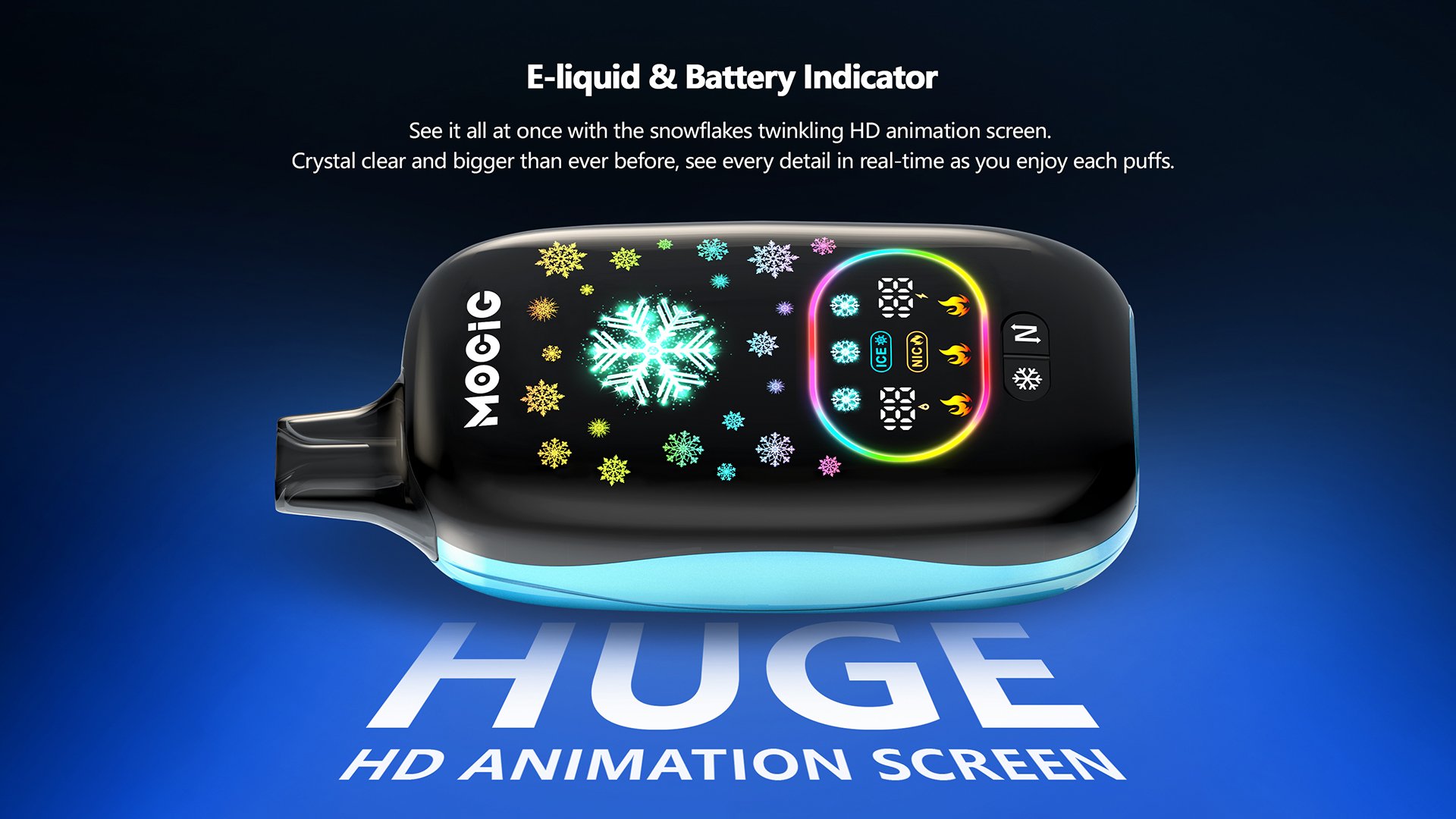 Mocig Disposable Vape ICE POP Adjustable Ice and Nicotine  Full Smart Screen 50K Puffs E-liqiud Capacity Nicotine 0% 2% 5% Electronic cigarette