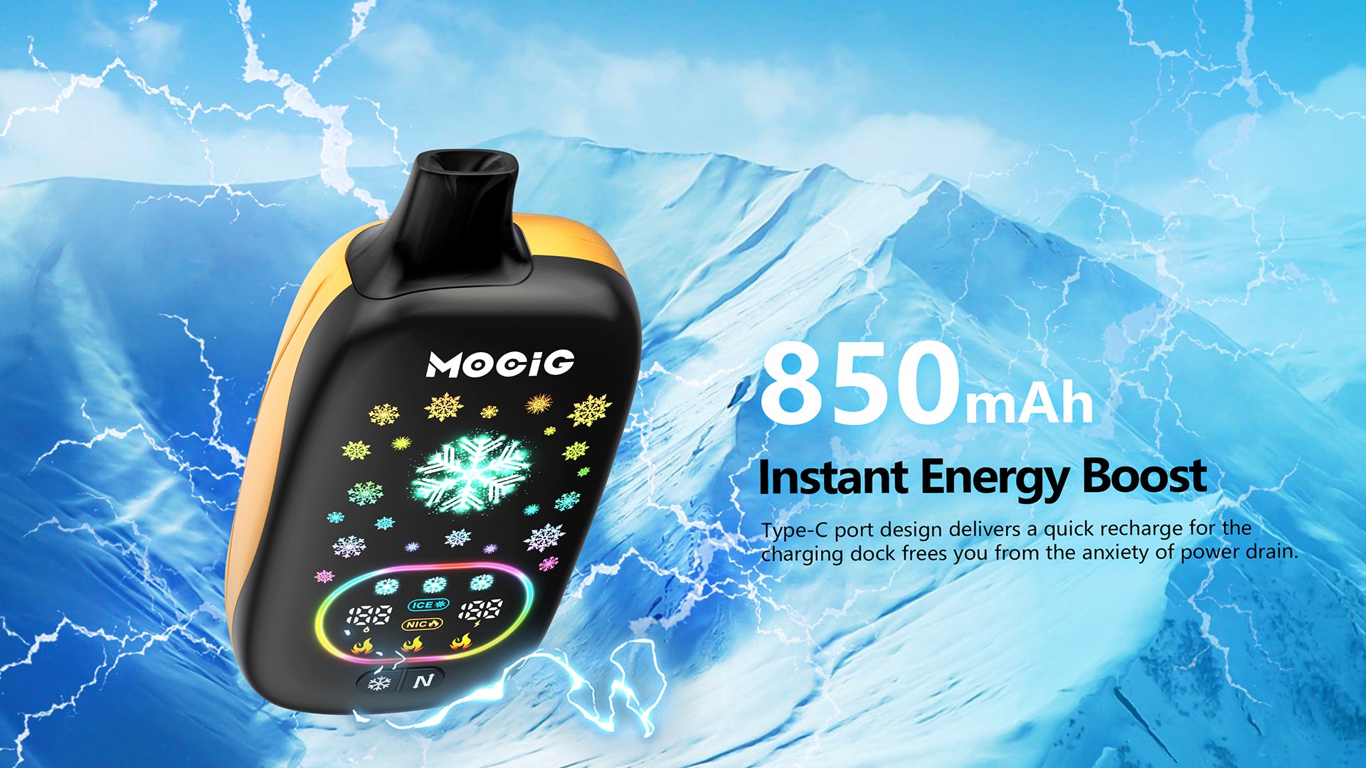 Mocig Disposable Vape ICE POP Adjustable Ice and Nicotine  Full Smart Screen 50K Puffs E-liqiud Capacity Nicotine 0% 2% 5% Electronic cigarette