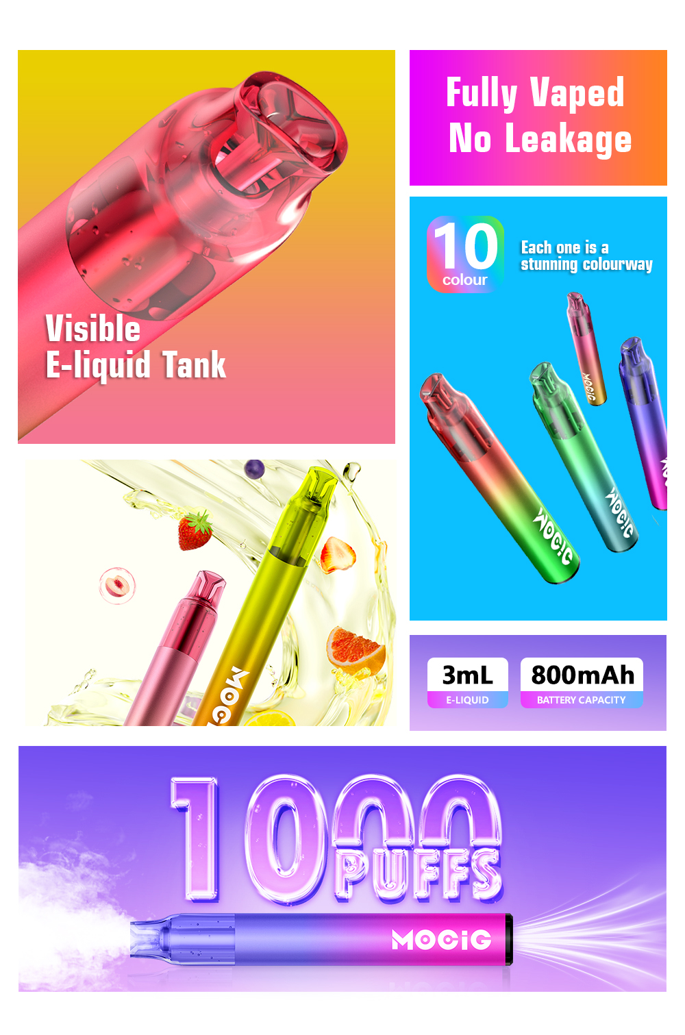 Mocig Disposable Vape Legend Bar Visualized Tank 3ml 10K Puffs E-liqiud Capacity Nicotine 0% 2% 5% Electronic cigarette