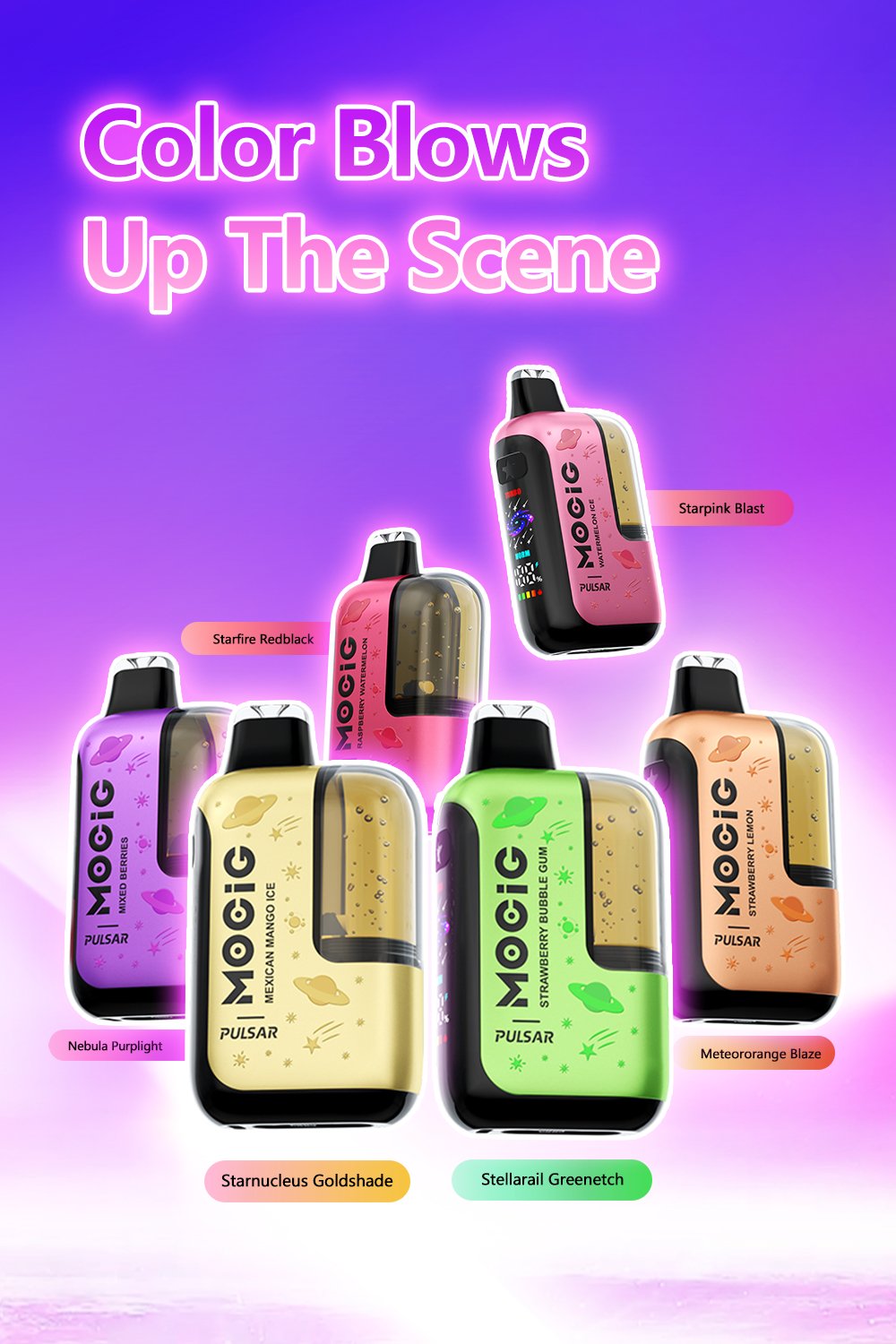 Mocig Disposable Vape Pulsar three Mesh Coil Visualized Tank Smart Screen 55K Puffs E-liqiud Capacity Nicotine 0% 2% 5% Electronic cigarette