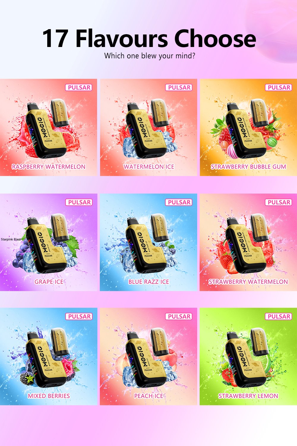 Mocig Disposable Vape Pulsar three Mesh Coil Visualized Tank Smart Screen 55K Puffs E-liqiud Capacity Nicotine 0% 2% 5% Electronic cigarette