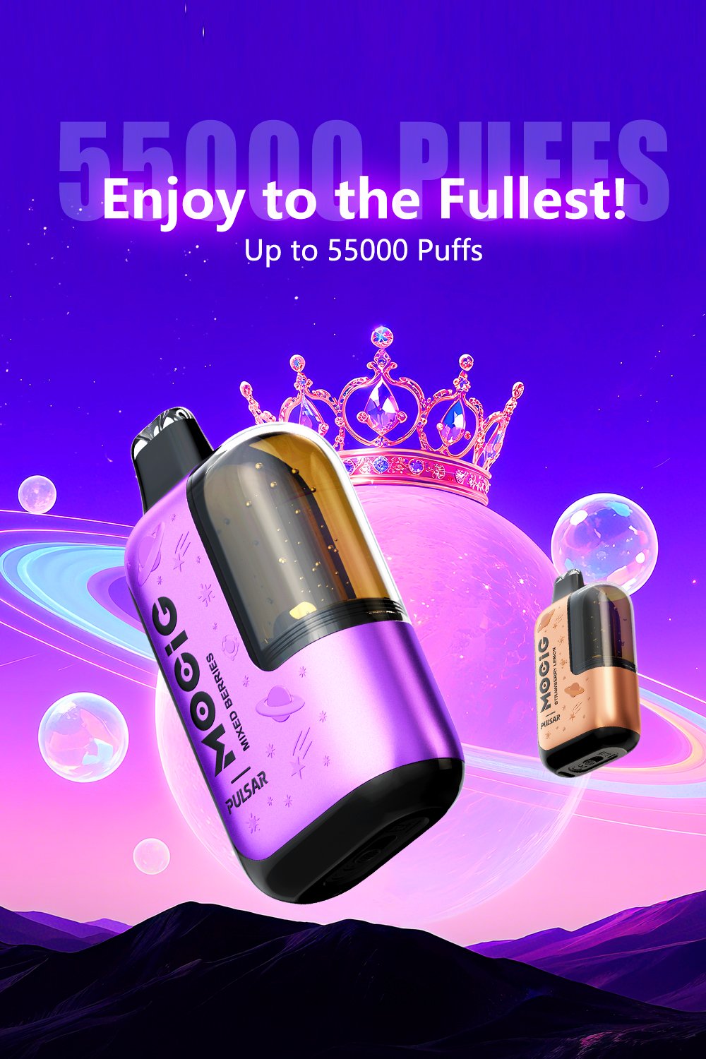 Mocig Disposable Vape Pulsar three Mesh Coil Visualized Tank Smart Screen 55K Puffs E-liqiud Capacity Nicotine 0% 2% 5% Electronic cigarette