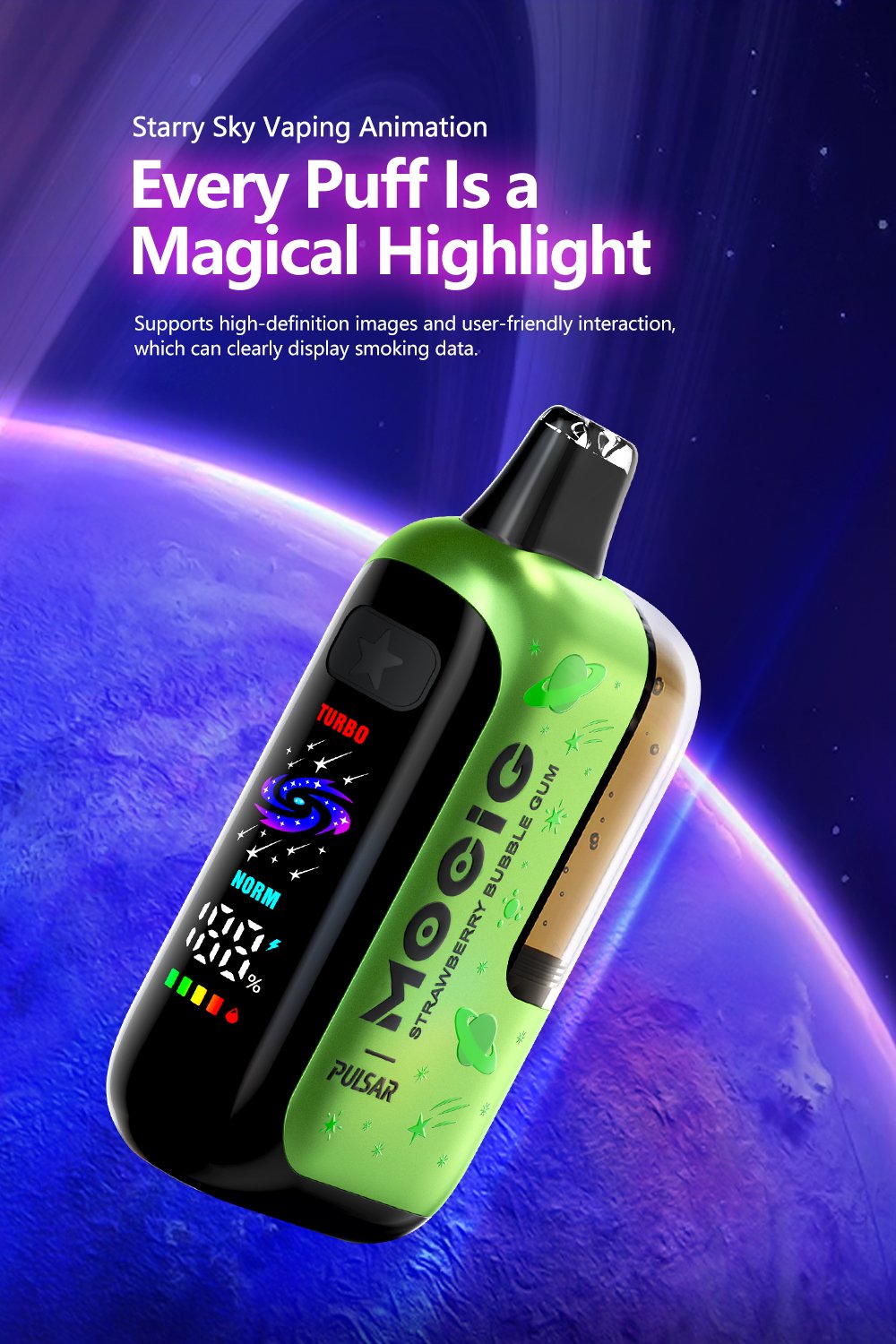 Mocig Disposable Vape Pulsar three Mesh Coil Visualized Tank Smart Screen 55K Puffs E-liqiud Capacity Nicotine 0% 2% 5% Electronic cigarette