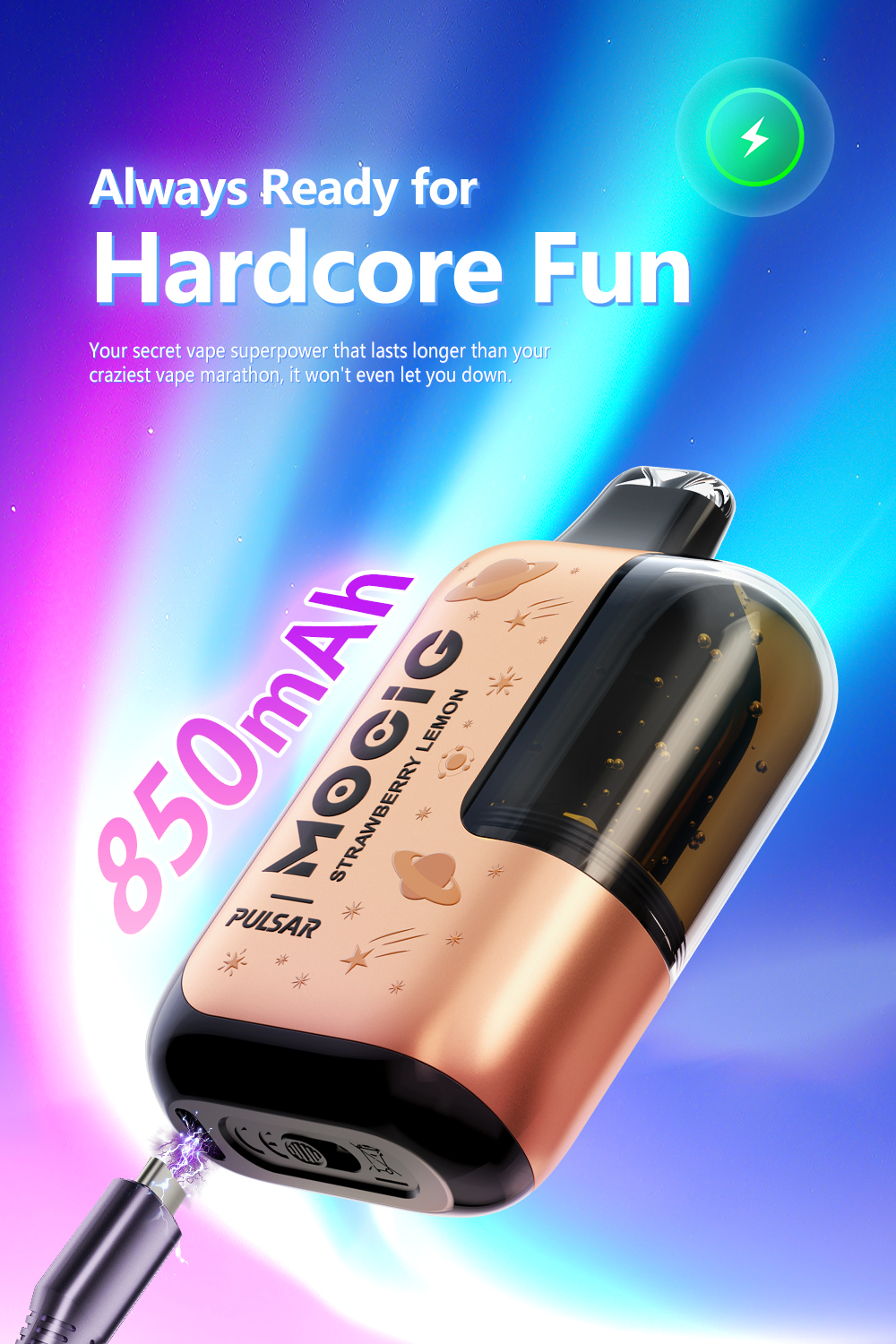 Mocig Disposable Vape Pulsar three Mesh Coil Visualized Tank Smart Screen 55K Puffs E-liqiud Capacity Nicotine 0% 2% 5% Electronic cigarette