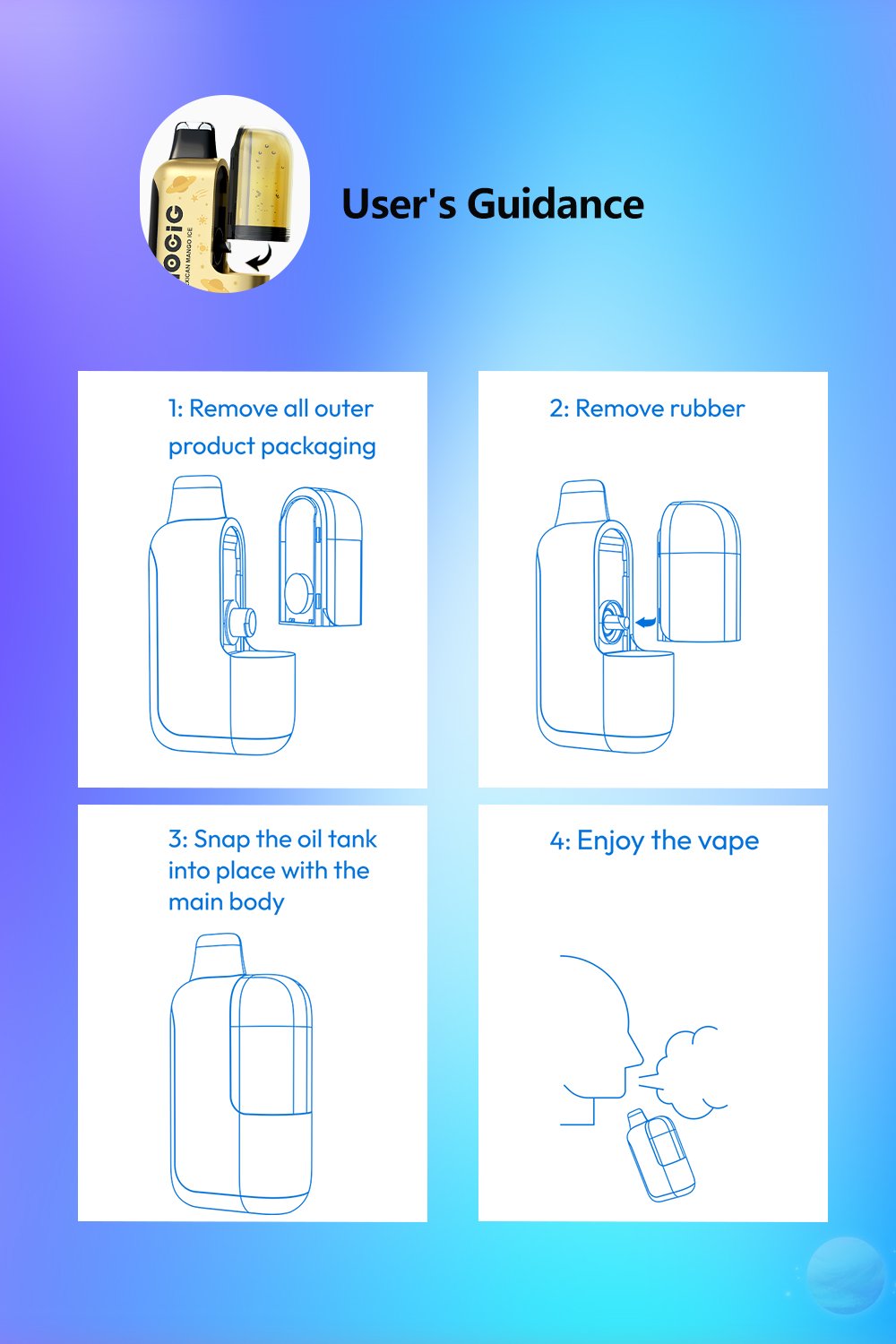 Mocig Disposable Vape Pulsar three Mesh Coil Visualized Tank Smart Screen 55K Puffs E-liqiud Capacity Nicotine 0% 2% 5% Electronic cigarette