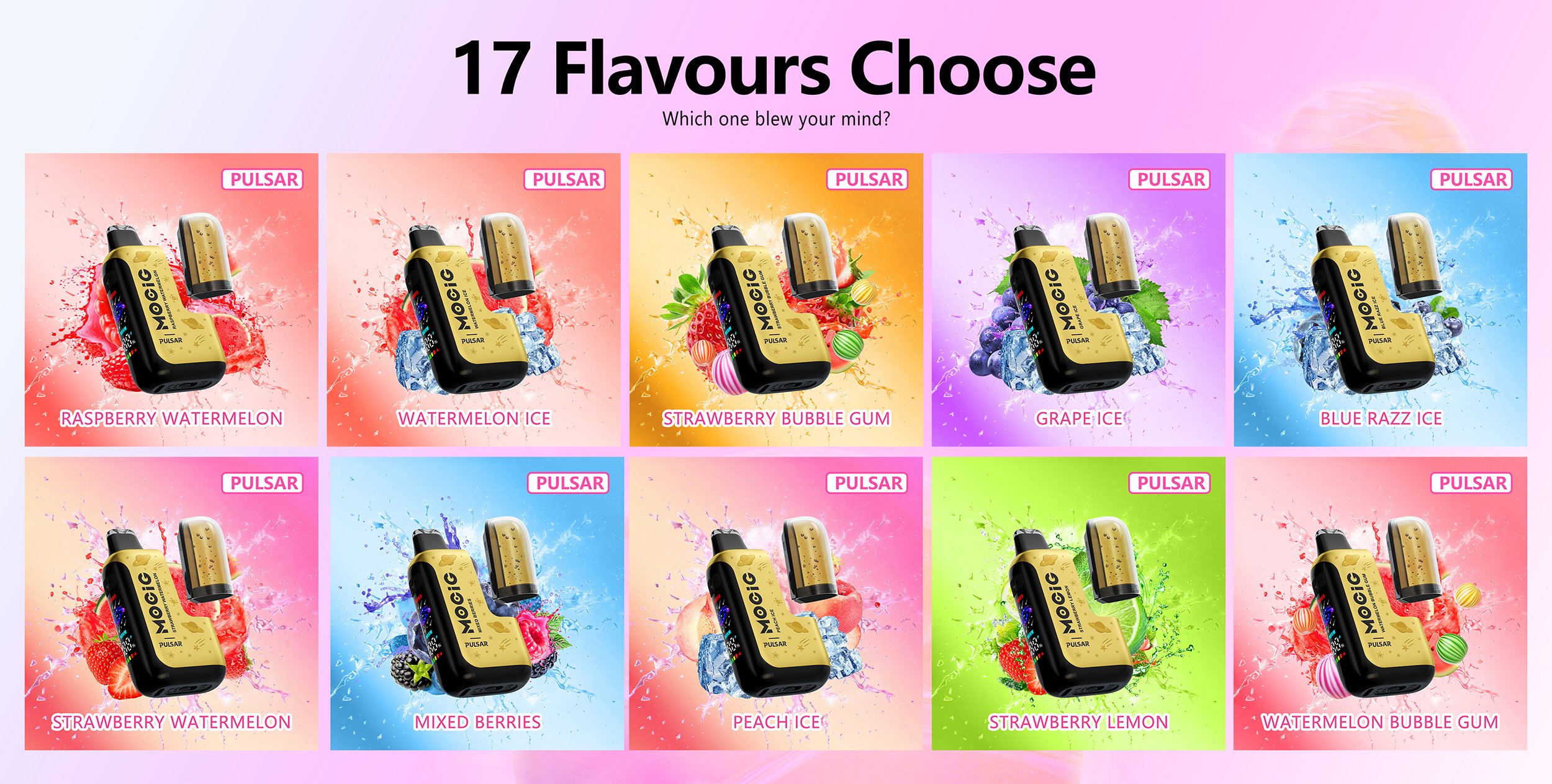 Mocig Disposable Vape Pulsar three Mesh Coil Visualized Tank Smart Screen 55K Puffs E-liqiud Capacity Nicotine 0% 2% 5% Electronic cigarette