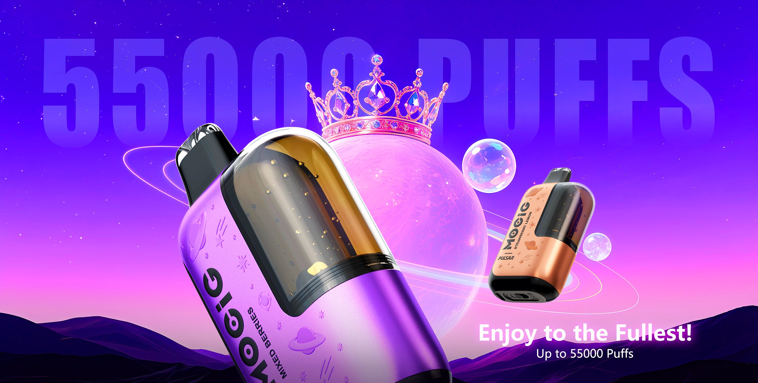 Mocig Disposable Vape Pulsar three Mesh Coil Visualized Tank Smart Screen 55K Puffs E-liqiud Capacity Nicotine 0% 2% 5% Electronic cigarette