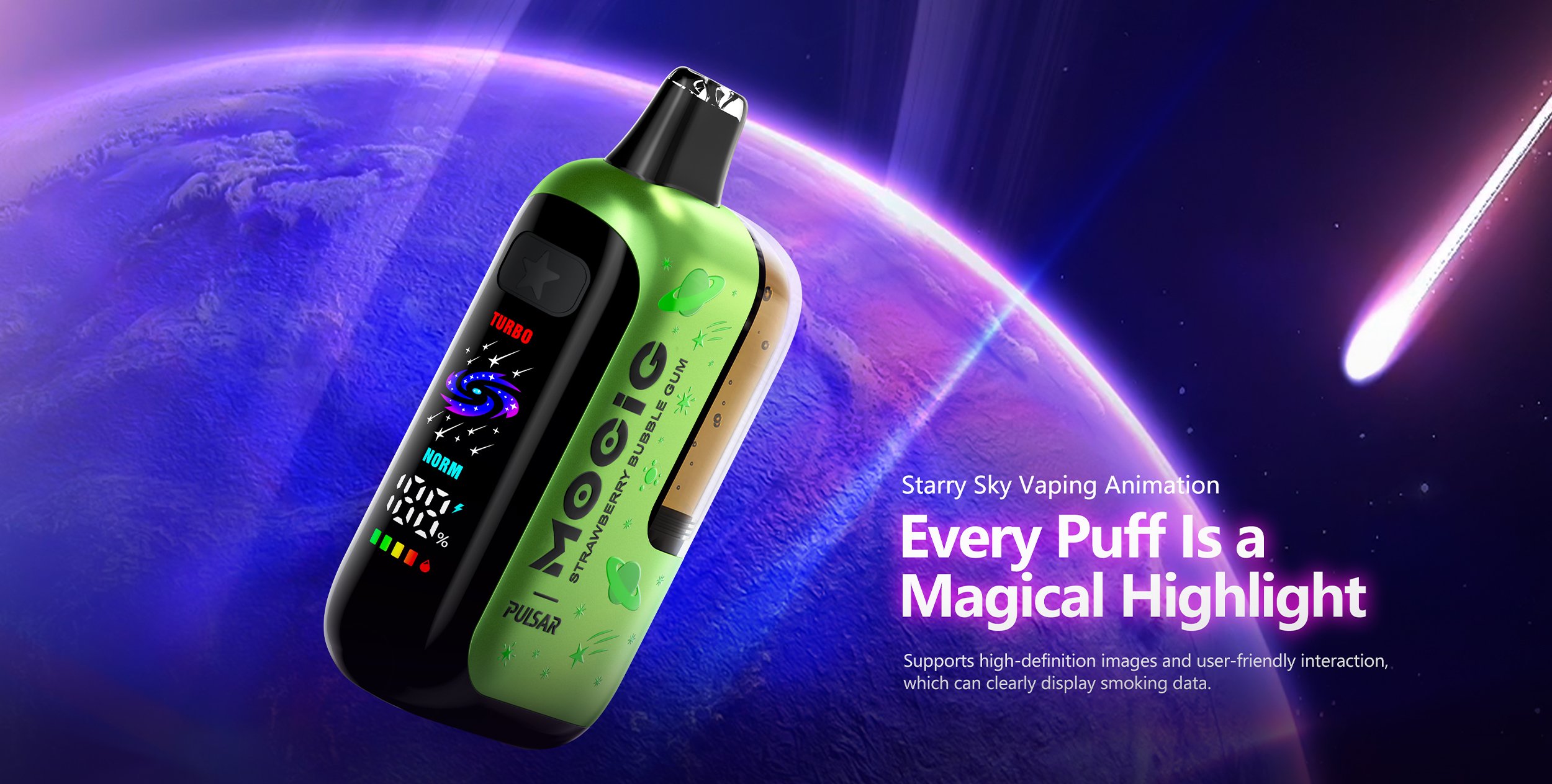 Mocig Disposable Vape Pulsar three Mesh Coil Visualized Tank Smart Screen 55K Puffs E-liqiud Capacity Nicotine 0% 2% 5% Electronic cigarette