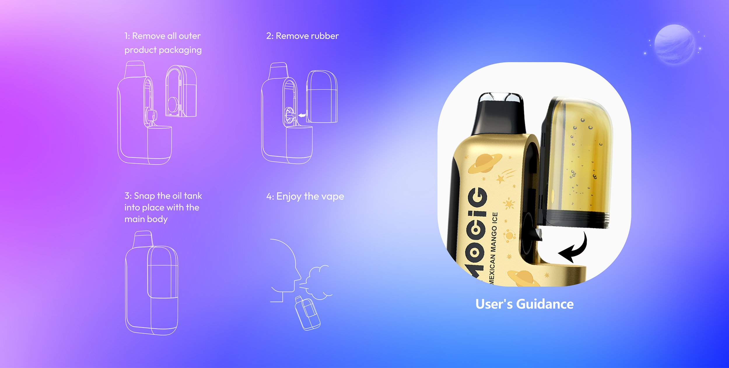 Mocig Disposable Vape Pulsar three Mesh Coil Visualized Tank Smart Screen 55K Puffs E-liqiud Capacity Nicotine 0% 2% 5% Electronic cigarette