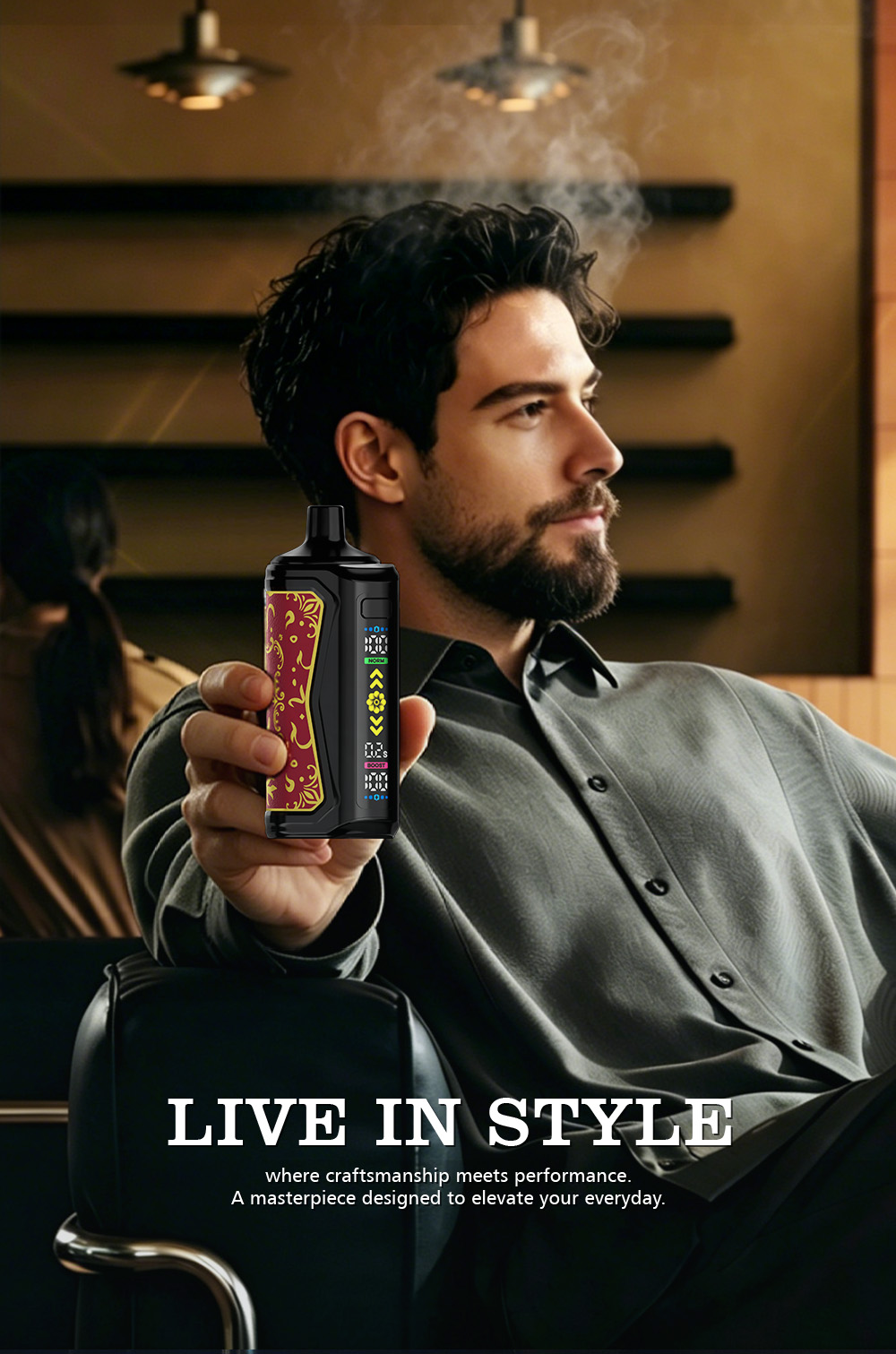 Mocig Disposable Vape LUXE SHISHA DTL E-SHISHA Big Smart LED Screen 70K Puffs E-liqiud Capacity Nicotine 0% 2% 5% Electronic cigarette