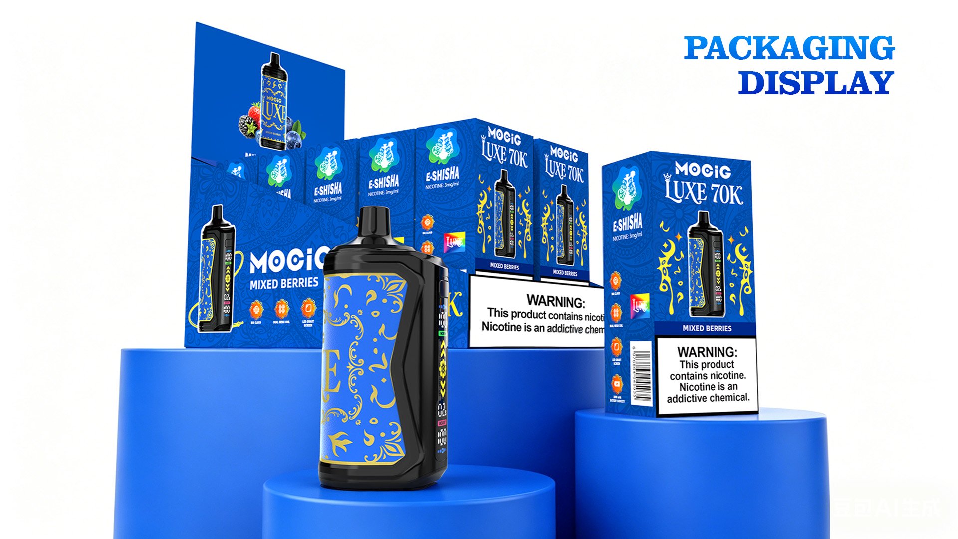 Mocig Disposable Vape LUXE SHISHA DTL E-SHISHA Big Smart LED Screen 70K Puffs E-liqiud Capacity Nicotine 0% 2% 5% Electronic cigarette