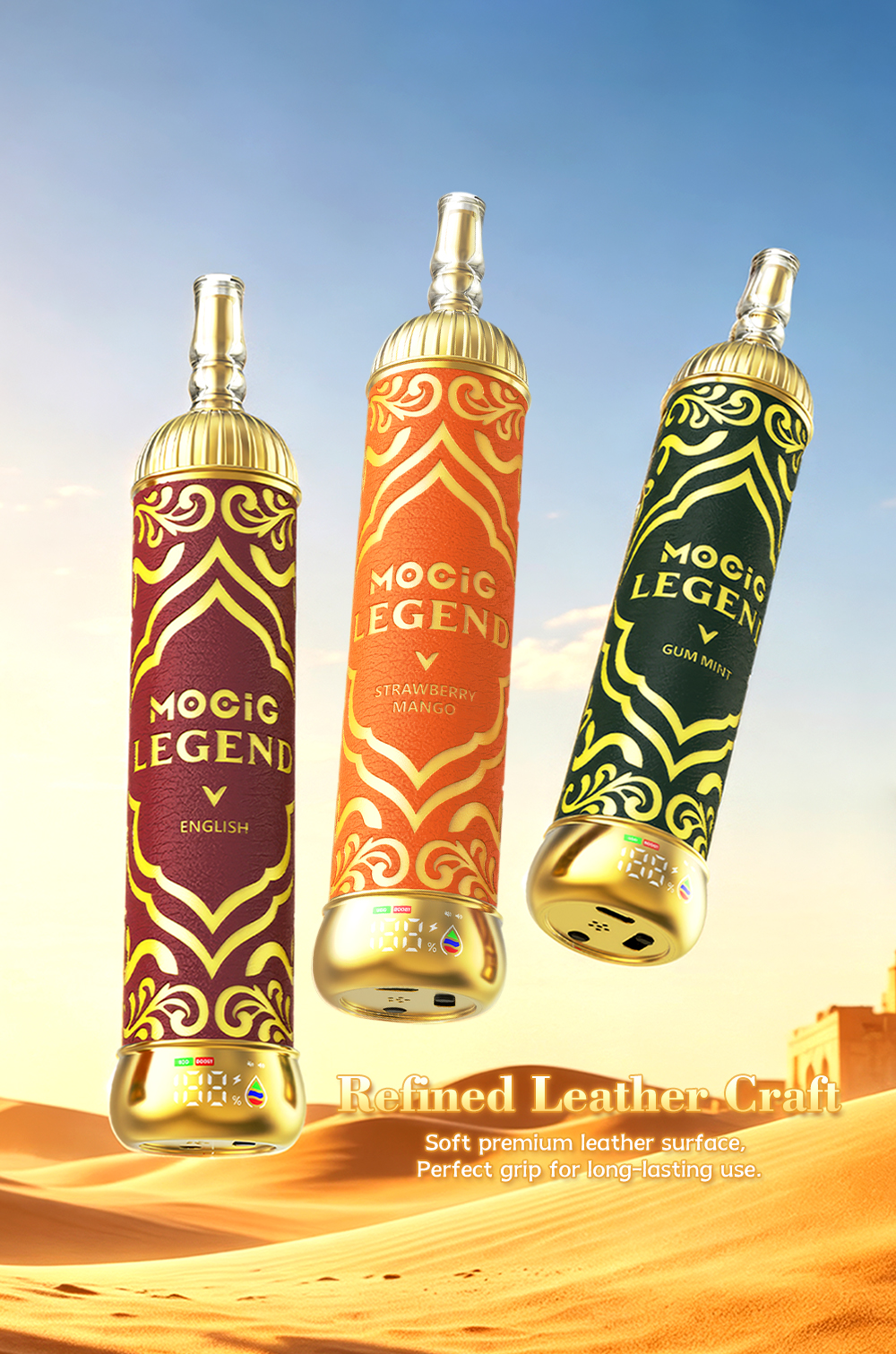 Mocig  Legend SHISHA DTL E-SHISHA Disposable Vape Big Cloud Smart LED Screen 120K Puffs E-liqiud Capacity Nicotine 0% 2% 5% Electronic cigarette