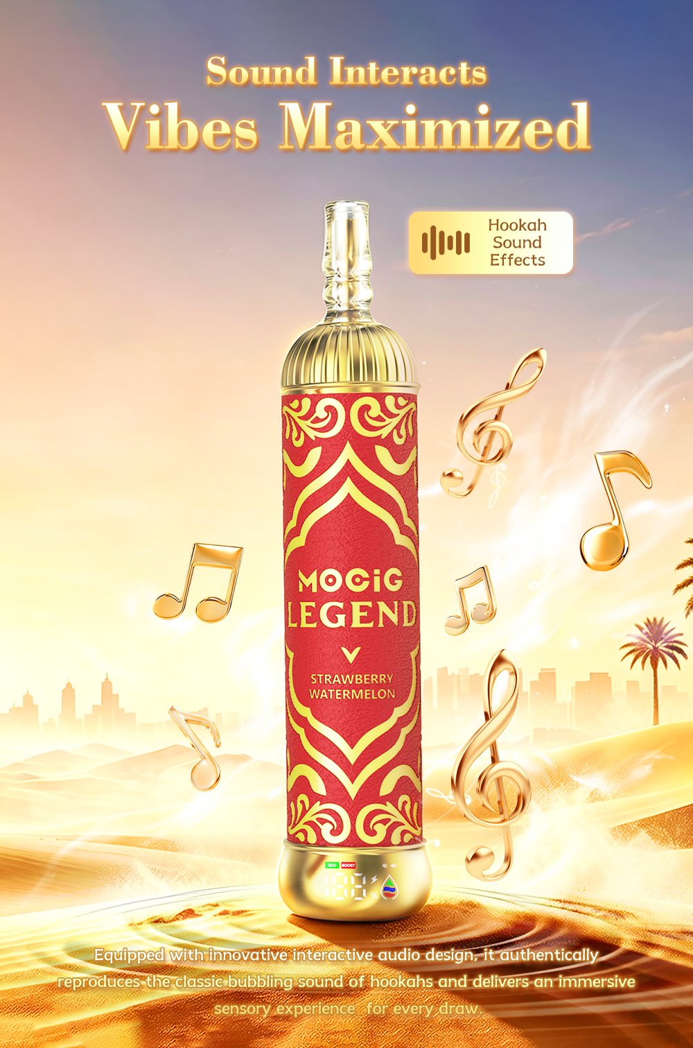 Mocig  Legend SHISHA DTL E-SHISHA Disposable Vape Big Cloud Smart LED Screen 120K Puffs E-liqiud Capacity Nicotine 0% 2% 5% Electronic cigarette