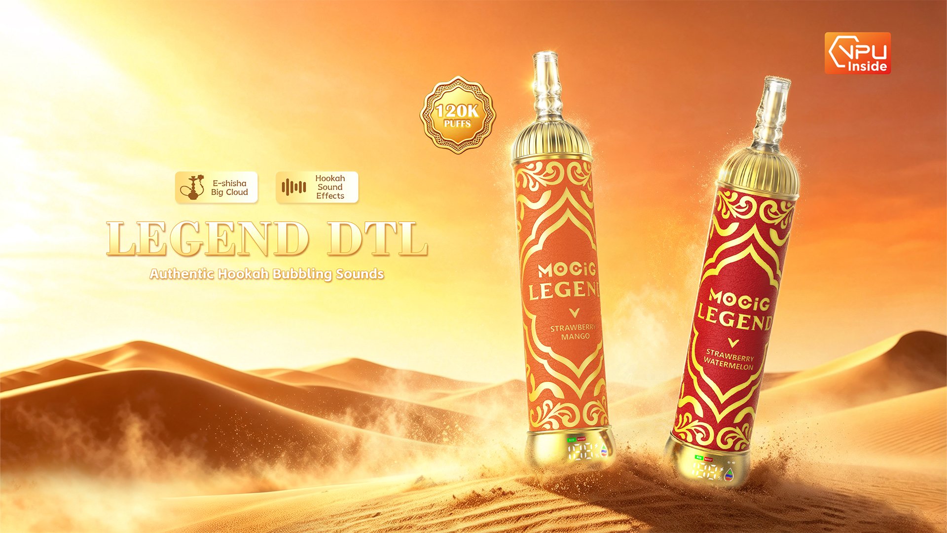 Mocig  Legend SHISHA DTL E-SHISHA Disposable Vape Big Cloud Smart LED Screen 120K Puffs E-liqiud Capacity Nicotine 0% 2% 5% Electronic cigarette