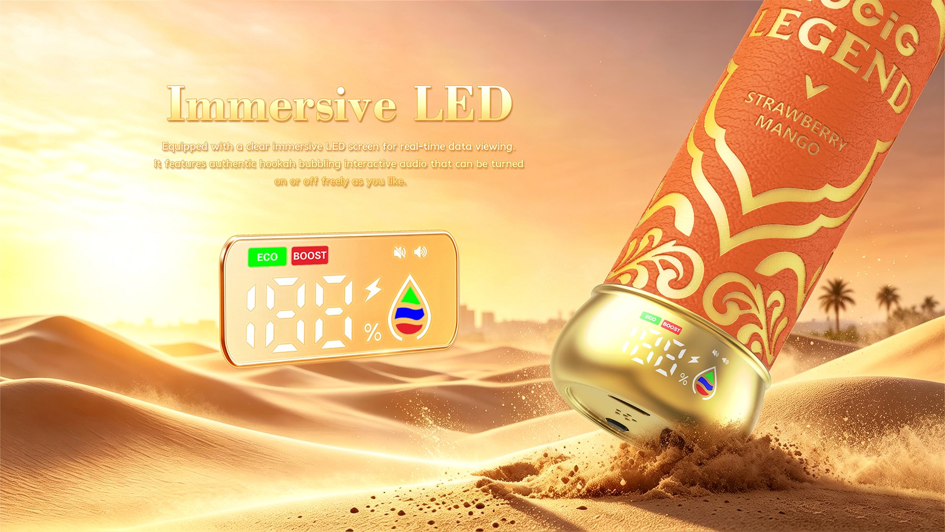 Mocig  Legend SHISHA DTL E-SHISHA Disposable Vape Big Cloud Smart LED Screen 120K Puffs E-liqiud Capacity Nicotine 0% 2% 5% Electronic cigarette