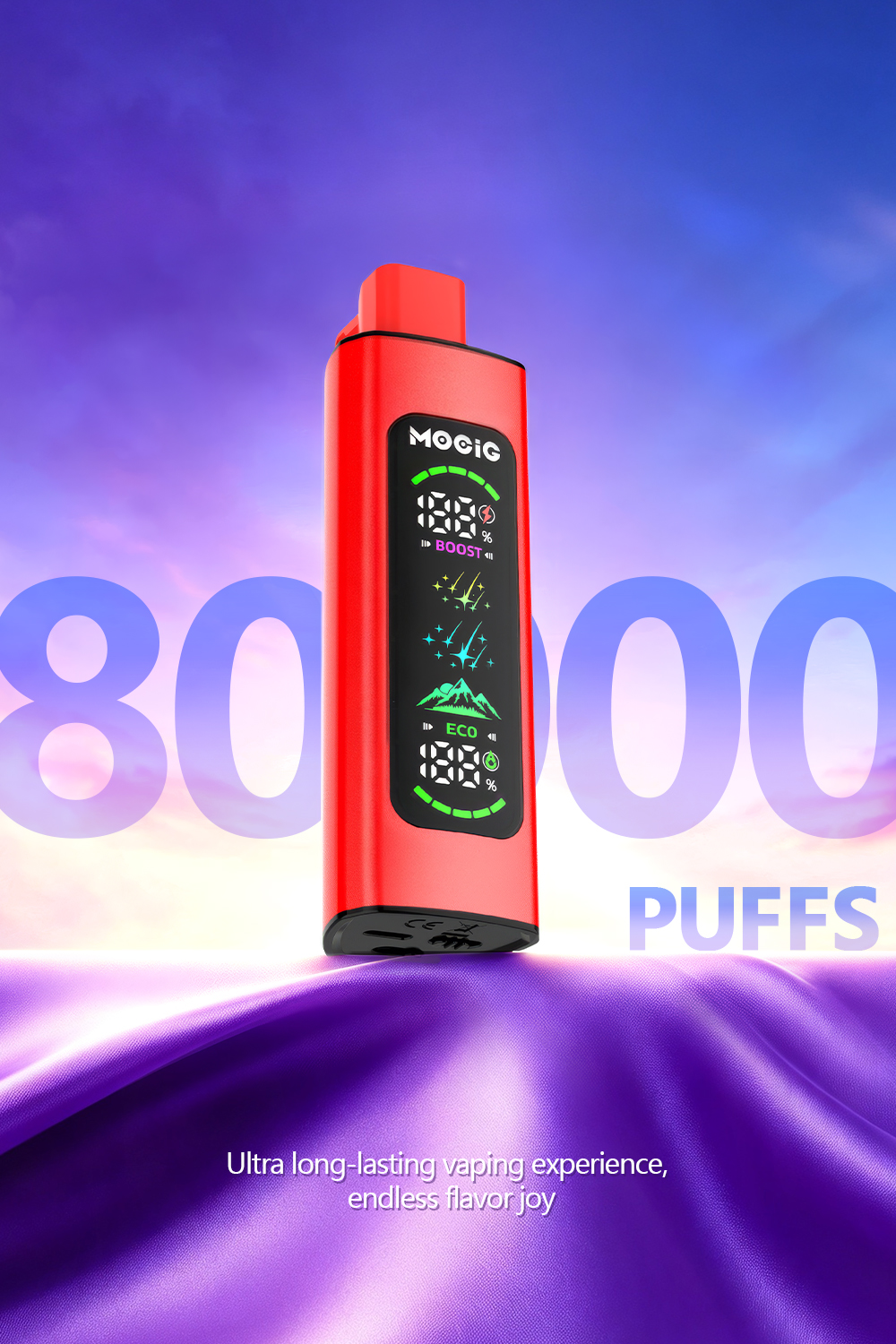 Mocig Disposable Vape PEAK Ultra DTL E-SHISHA Big Smart LED Screen 80K Puffs E-liqiud Capacity Nicotine 0% 2% 5% Electronic cigarette