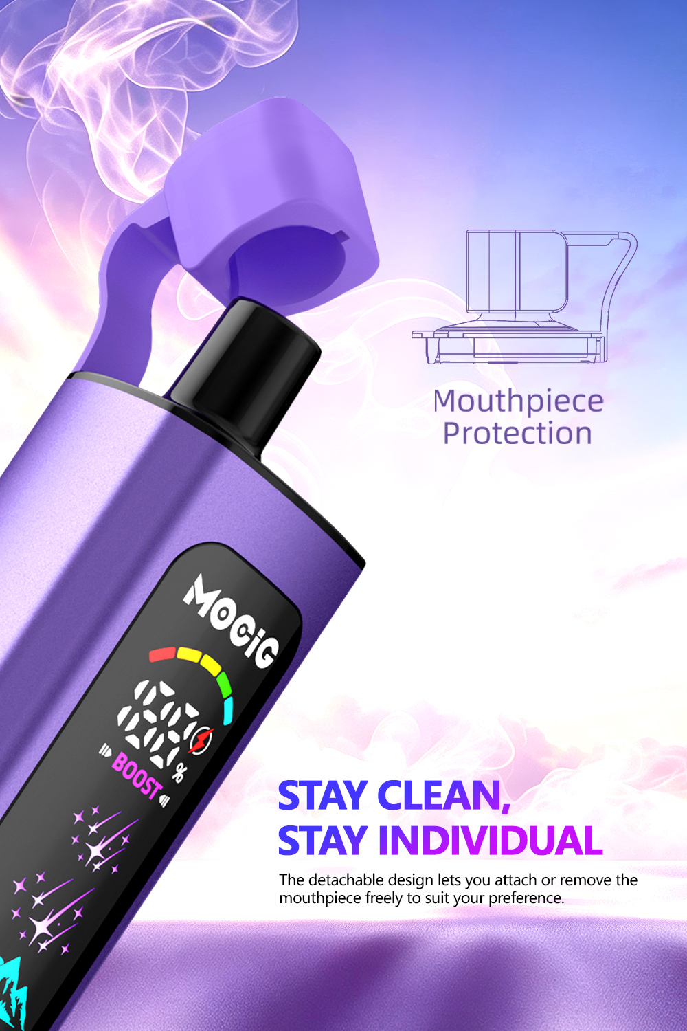 Mocig Disposable Vape PEAK Ultra DTL E-SHISHA Big Smart LED Screen 80K Puffs E-liqiud Capacity Nicotine 0% 2% 5% Electronic cigarette