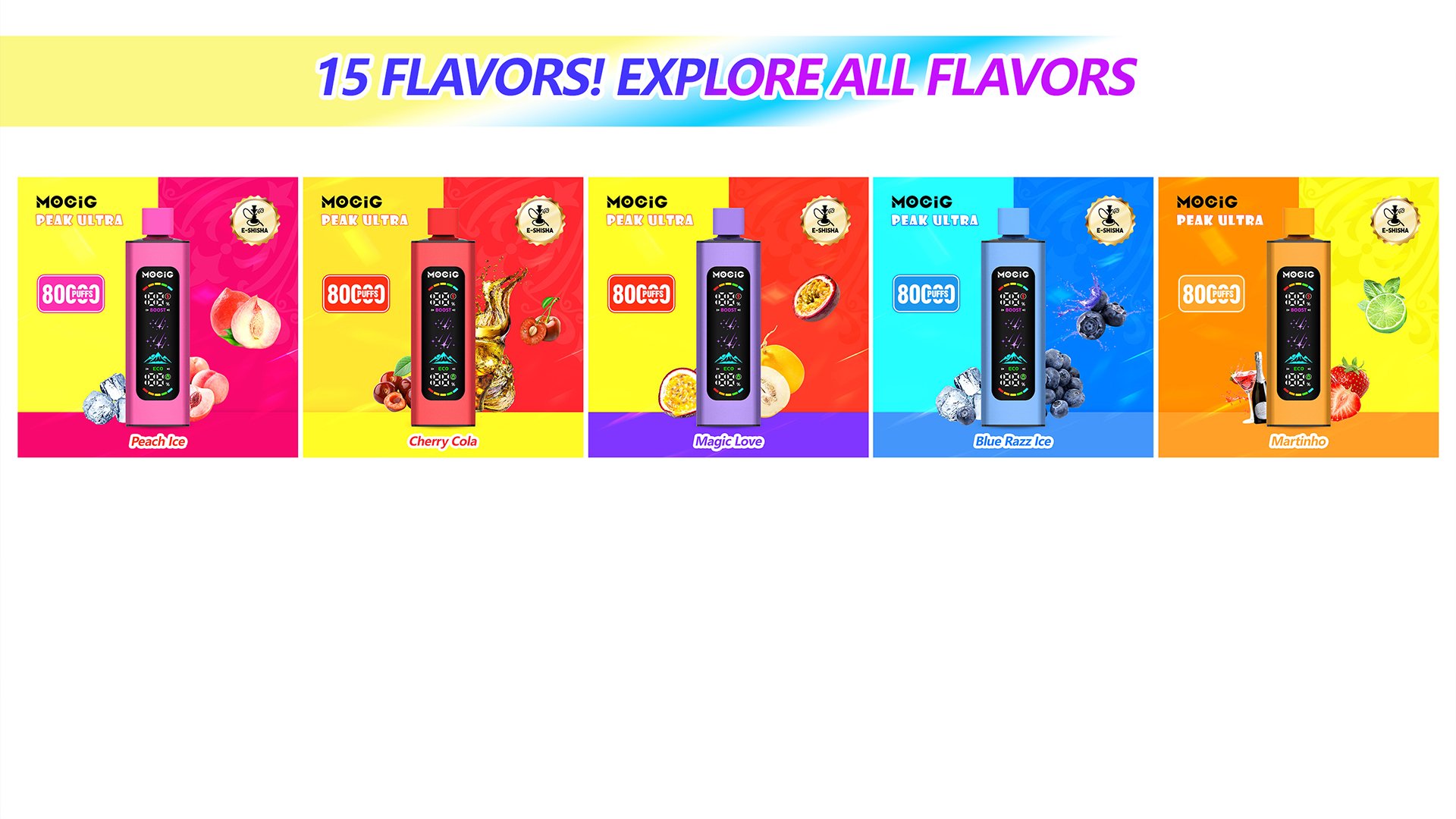 Mocig Disposable Vape PEAK Ultra DTL E-SHISHA Big Smart LED Screen 80K Puffs E-liqiud Capacity Nicotine 0% 2% 5% Electronic cigarette